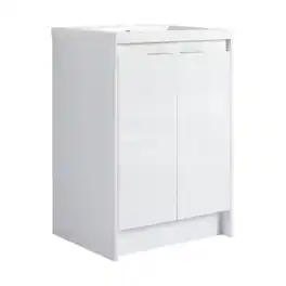 Loheer - 24 inch freestanding bathroom vanity with resin sink - Glossy White