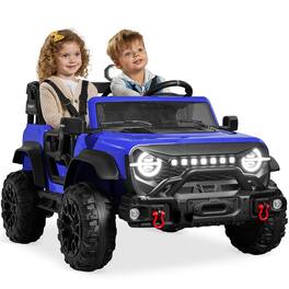 Best Choice Products - Kids 24V 2-Seater Electric Ride-On Car Truck w/ Parent Control, Bluetooth, LED Lights - Blue