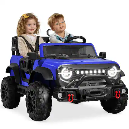 Front. Best Choice Products - Best Choice Products Kids 24V 2-Seater Electric Ride-On Car Truck w/ Parent Control, Bluetooth, LED Lights - Blue - Blue.