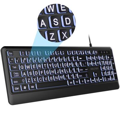 Delton KB20 Large Button/Key Keyboard with Backlight, (DBKBG20 Delton KB20 Large Button/Key Keyboard with Backlight, (DBKBG20