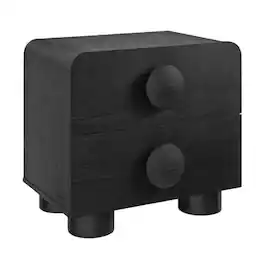 FurniFact - 2-Drawer Nightstand with Modern Design and Sturdy Construction - Black
