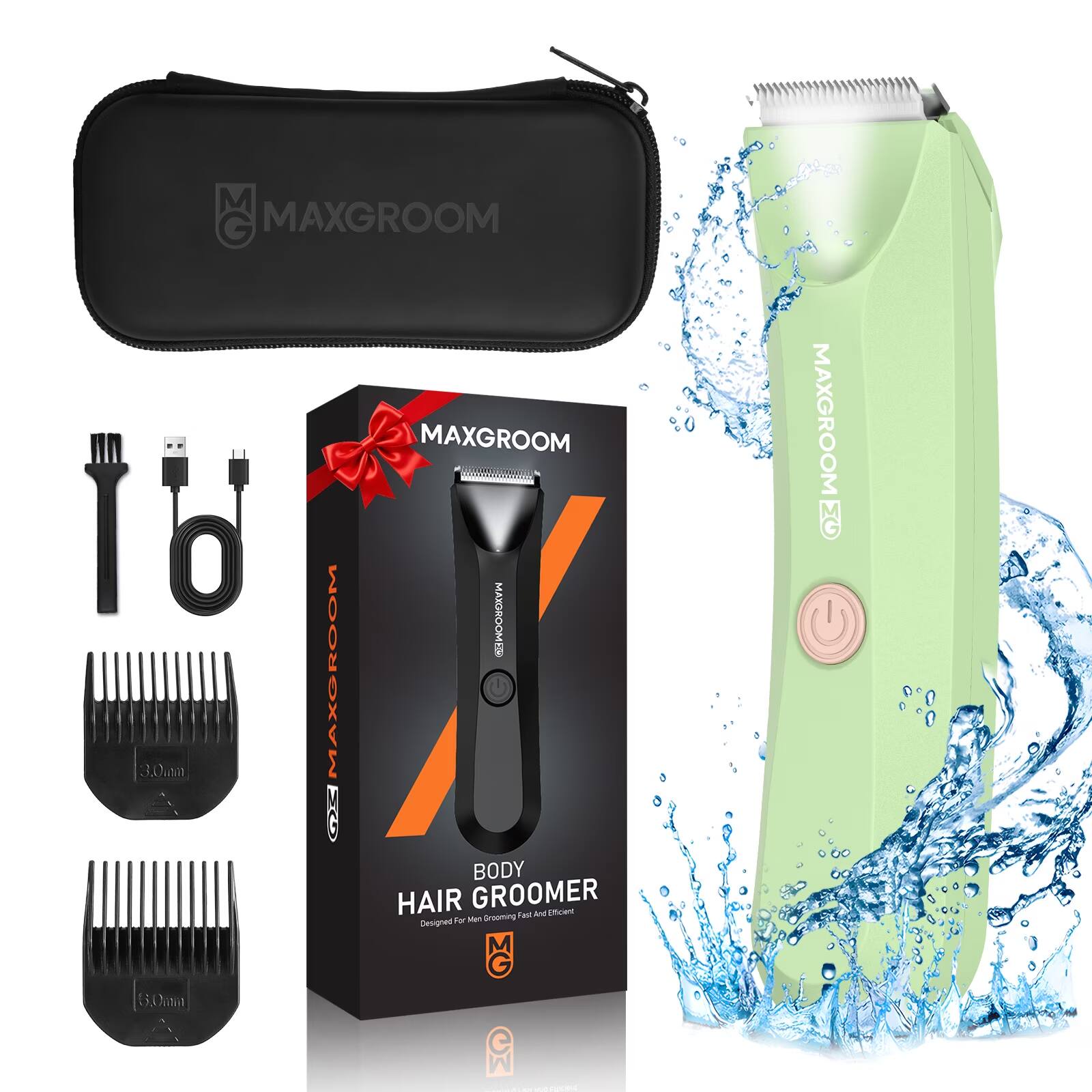 M G MAXGROOM MAXGROOM 0 MAXGROOM 100 3.0km MAXOROOM BODY HAIR GROOMER Efficient Fast And Designed For Men Grooming M G 6.0mg CM