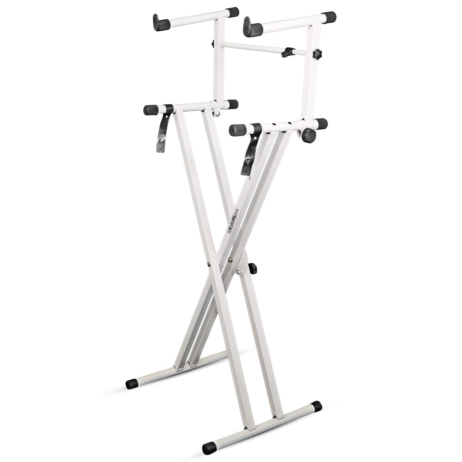 5 CORE - Keyboard Stand 2 Tier Doubled X Shape Adjustable Heavy Duty Key Board DJ Controller Stands - White