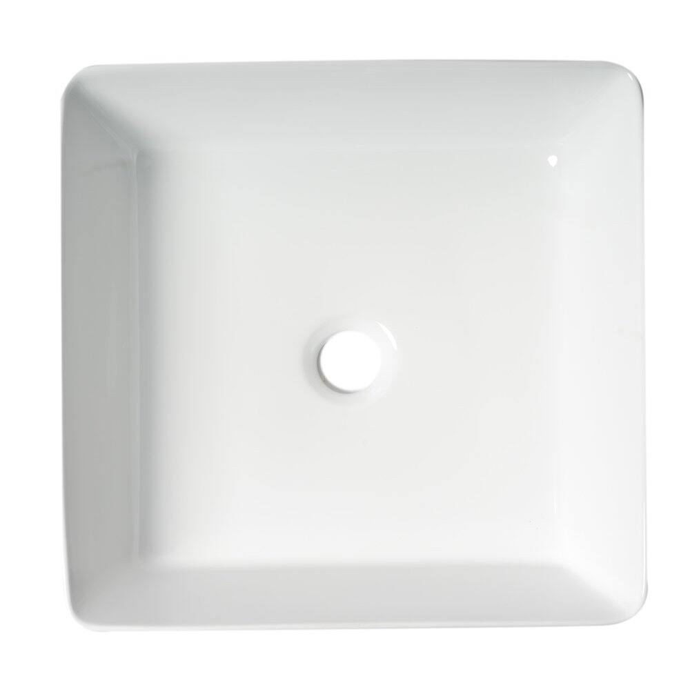 Alt View 1. Alfi - White 16" Modern Square Above Mount Ceramic Sink - White.