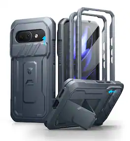 dexnor - Full-Body Case for Pixel 9a with Camera Cover & 2Front Frames & Built-in Screen Protector & Kickstand - Navy Blue