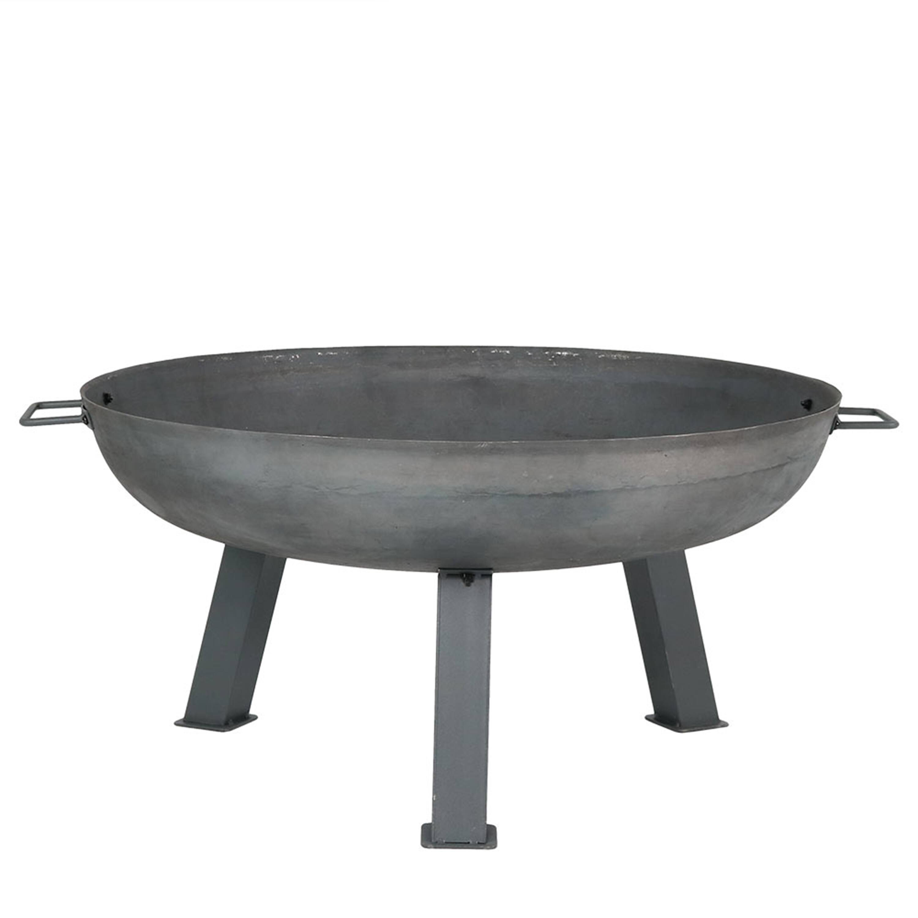 Front. Sunnydaze - 30 in Rustic Cast Iron Outdoor Raised Fire Pit Bowl - Steel.
