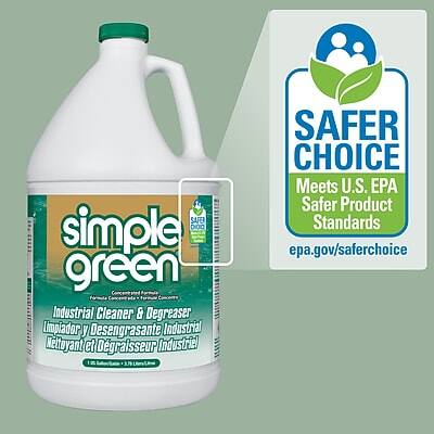 **simple green**  
Concentrated Formula  
Industrial Cleaner & Degreaser  
Limpiador y Desengrasante Industrial  
Nettoyant et Dégraissageur Industriel  

**SAFER CHOICE**  
Meets U.S. EPA Safer Product Standards  
epa.gov/saferchoice