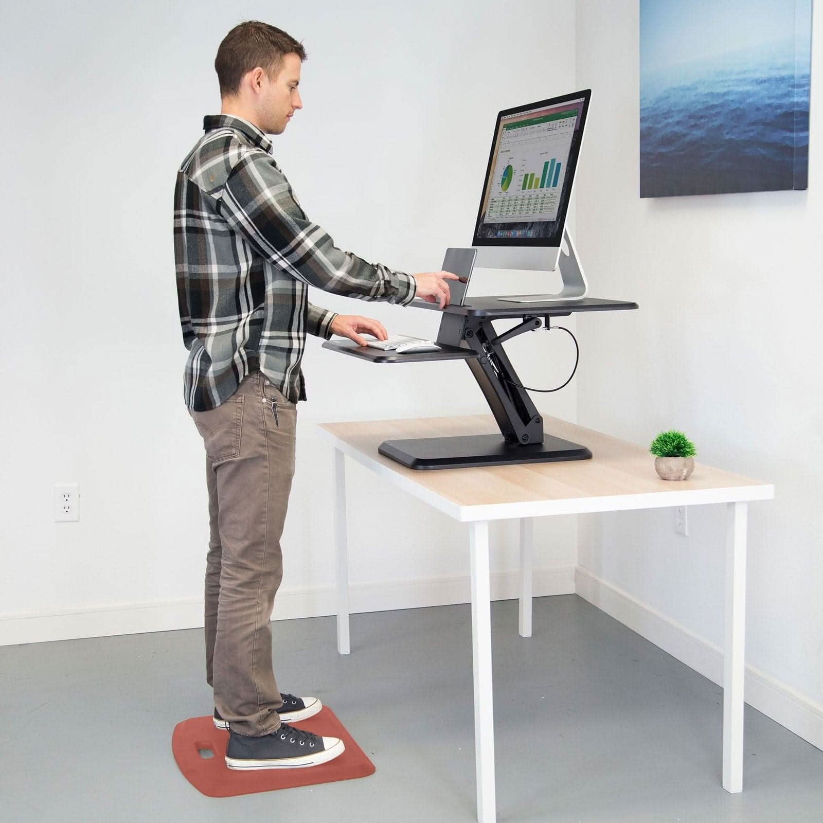 Left. Mount-It! - Anti-Fatigue Floor Mat for Standing Desk, Kitchen & Office, Gel Foam Comfort Mat 18x22 - Red.