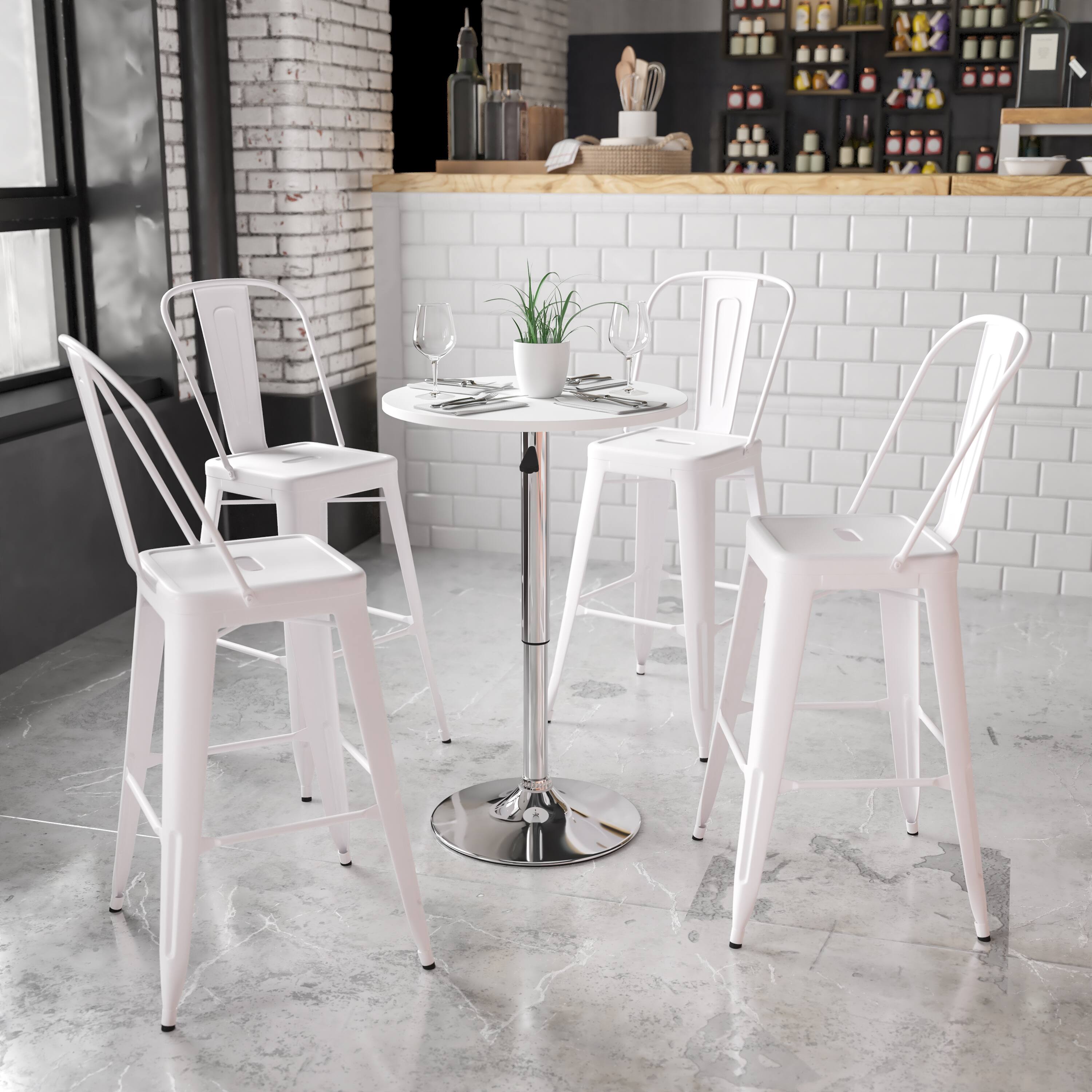 Alt View 1. Emma + Oliver - 23.75'' Round Adjustable Height Wood Table (Adjustable Range 26.25'' - 35.75'') - White.