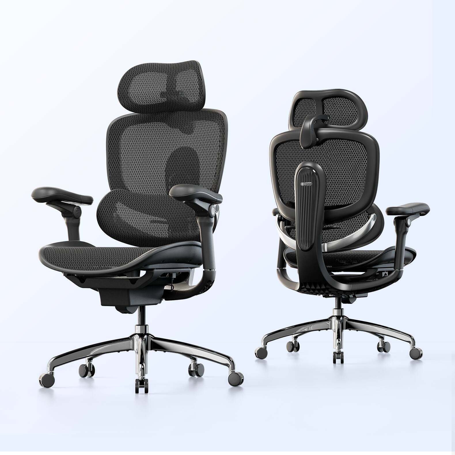 Front. SIHOO - Doro C300 Pro V2 Ergonomic Gaming Chair, 8D Synchronized Arm Support, 3D Super Wide Soft Headrest - Black.