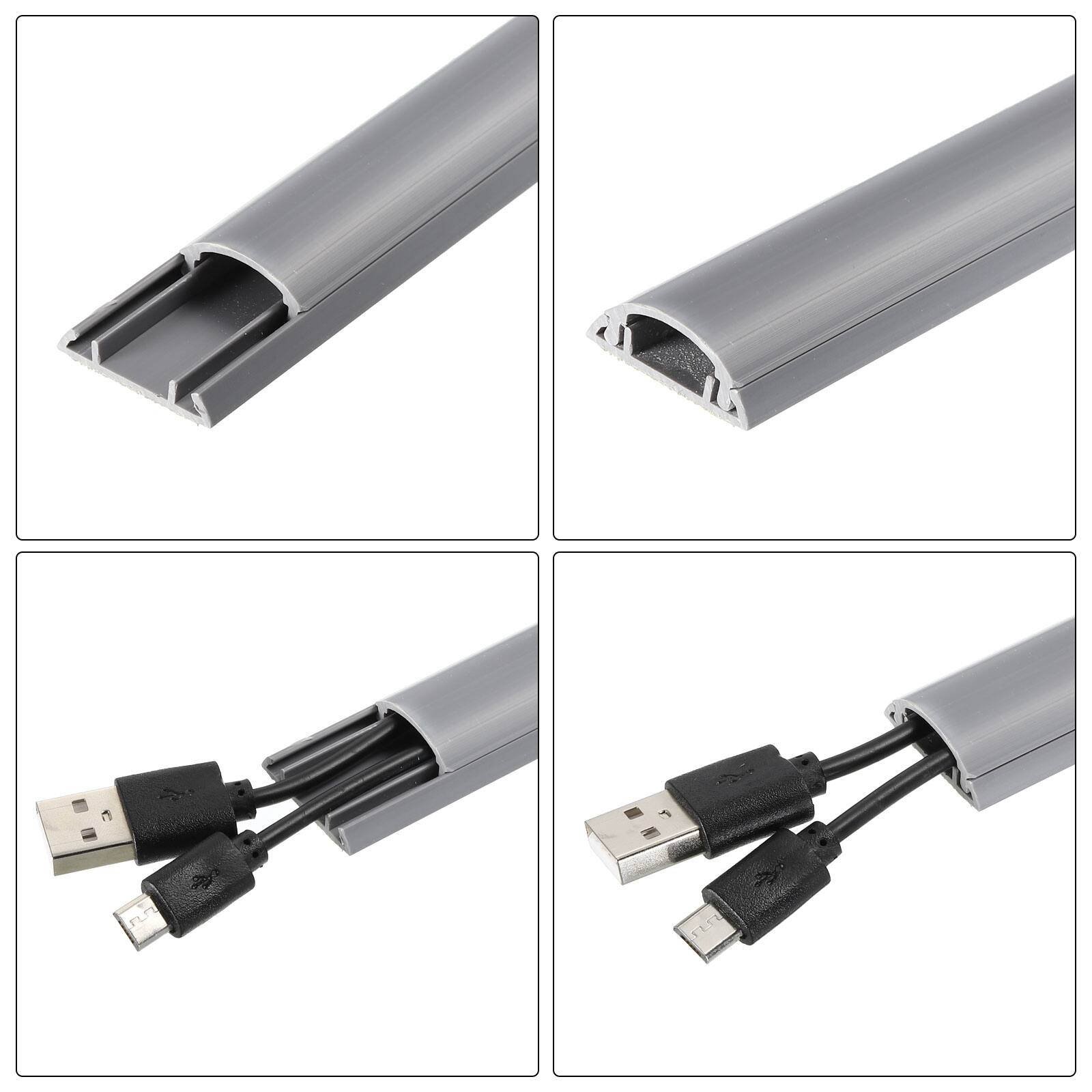 Alt View 2. Unique Bargains - Floor/Wall Cable Raceway Cord Cover 39"Lx1"Wx0.4"H Cord Hider Channel Self-Adhesive for TV Wire Management - Grey.