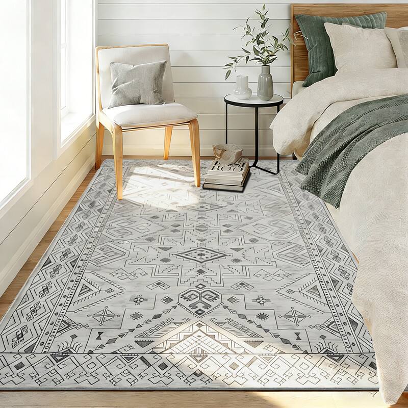 Left. RYHNUYNE - 5x7 Area Rugs Living Room Rug Washable Vintage Boho Rug No Slip Stain Resistant Soft Carpet Indoor Floor Floral Carpets - Painting.