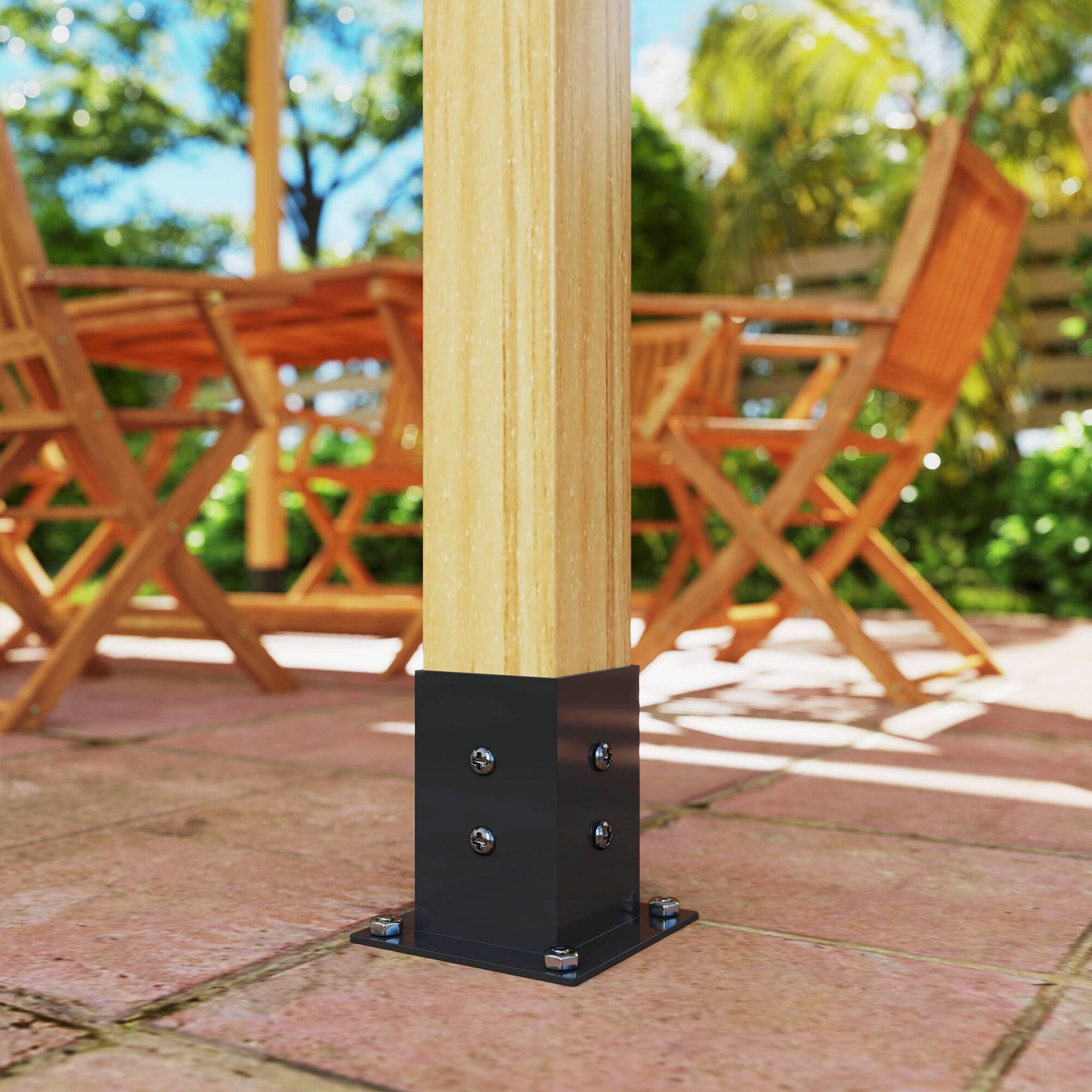 Alt View 7. Outsunny - Kit, 15° Slanted Pergola Bracket Kit with 3-Way Brackets, Post Bases.