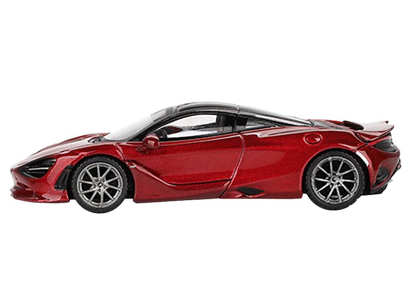 Angle. Mini GT - McLaren 750S Amaranth Red Metallic with Black Top Limited Edition to 5040 pieces Worldwide 1/64 - Red Metallic And Black.