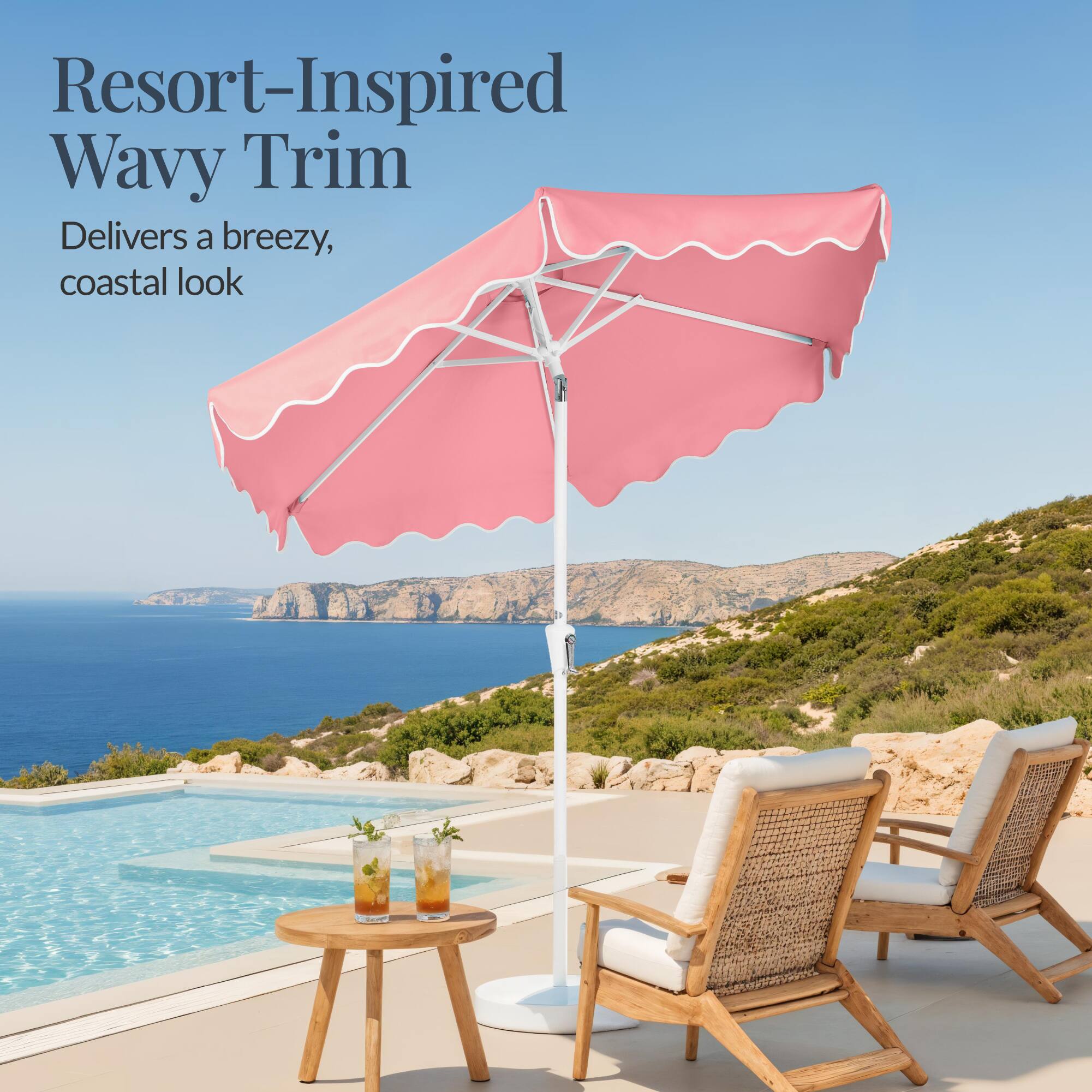 Resort-Inspired Wavy Trim  
Delivers a breezy, coastal look