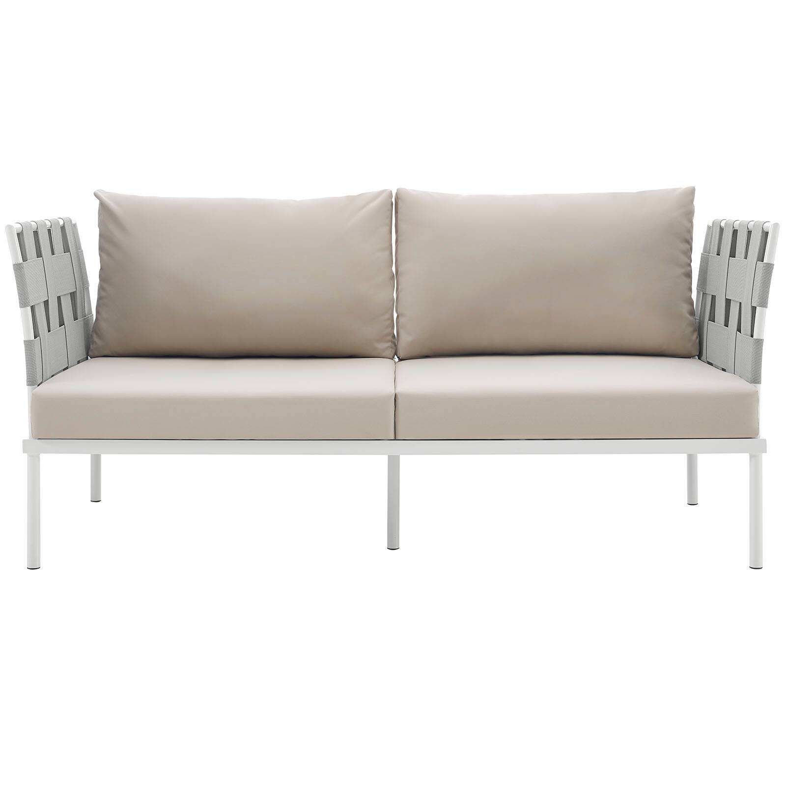 Alt View 1. Modway - Harmony Outdoor Patio Aluminum Loveseat by Modway - White Beige.