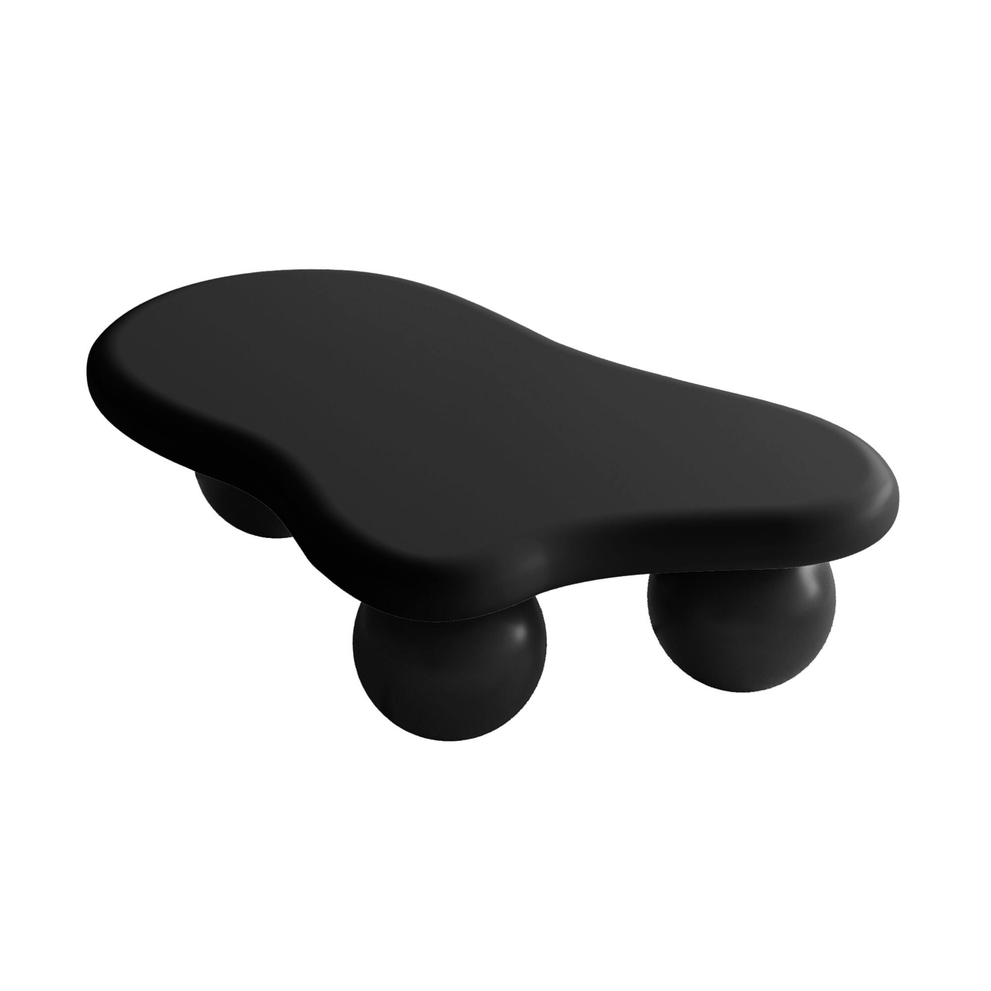 Alt View 5. Loheer - Loheer Black Cloud Coffee Table 47 Inch Irregular Center Table with Ball Legs - Black.