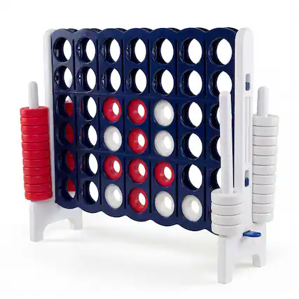 Front. Costway - Costway Jumbo 4-to-Score 4 in A Row Board Game Set Outdoor Indoor Kids Adults Family Fun - White + Navy.