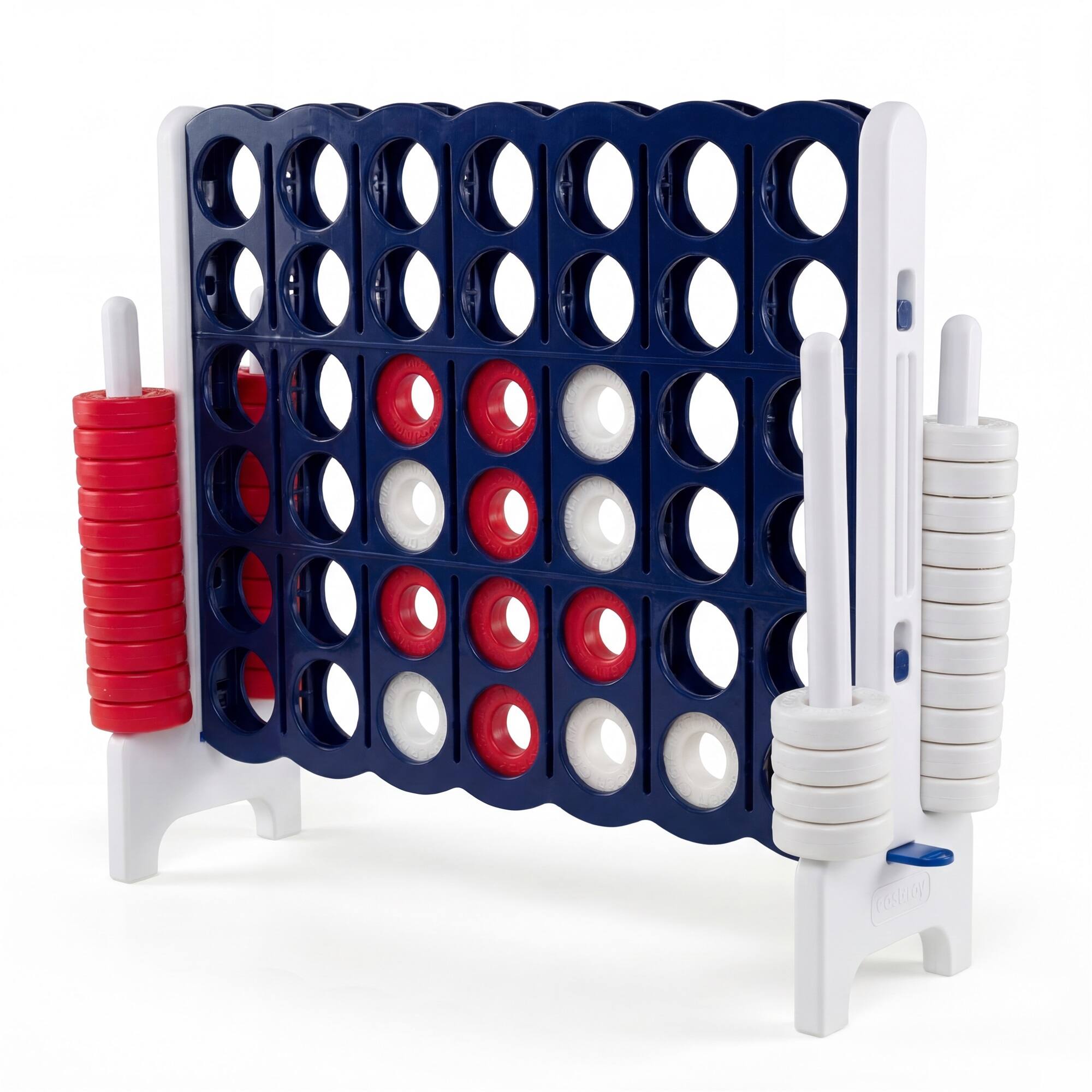 Front. Costway - Costway Jumbo 4-to-Score 4 in A Row Board Game Set Outdoor Indoor Kids Adults Family Fun - White + Navy.