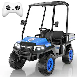 ANPABO - 24V Kids Golf Cart, 4WD 2 Seater Electric Cars with Remote Control, 3 Speeds, Ride on Truck for Big Kids Ages 3-8 - Blue