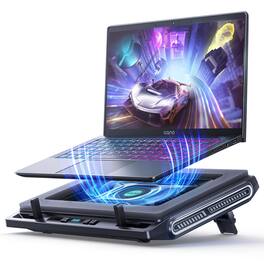 HongFei - Laptop Cooler, Gaming Laptop Cooling Pad with 3500RPM Turbofan, 4.72 Inch External Fan Stand, Adjustable Speed - Black