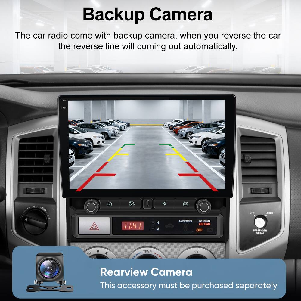 Backup Camera

The car radio comes with a backup camera. When you reverse the car, the reverse line will come out automatically.

Rearview Camera

This accessory must be purchased separately.
