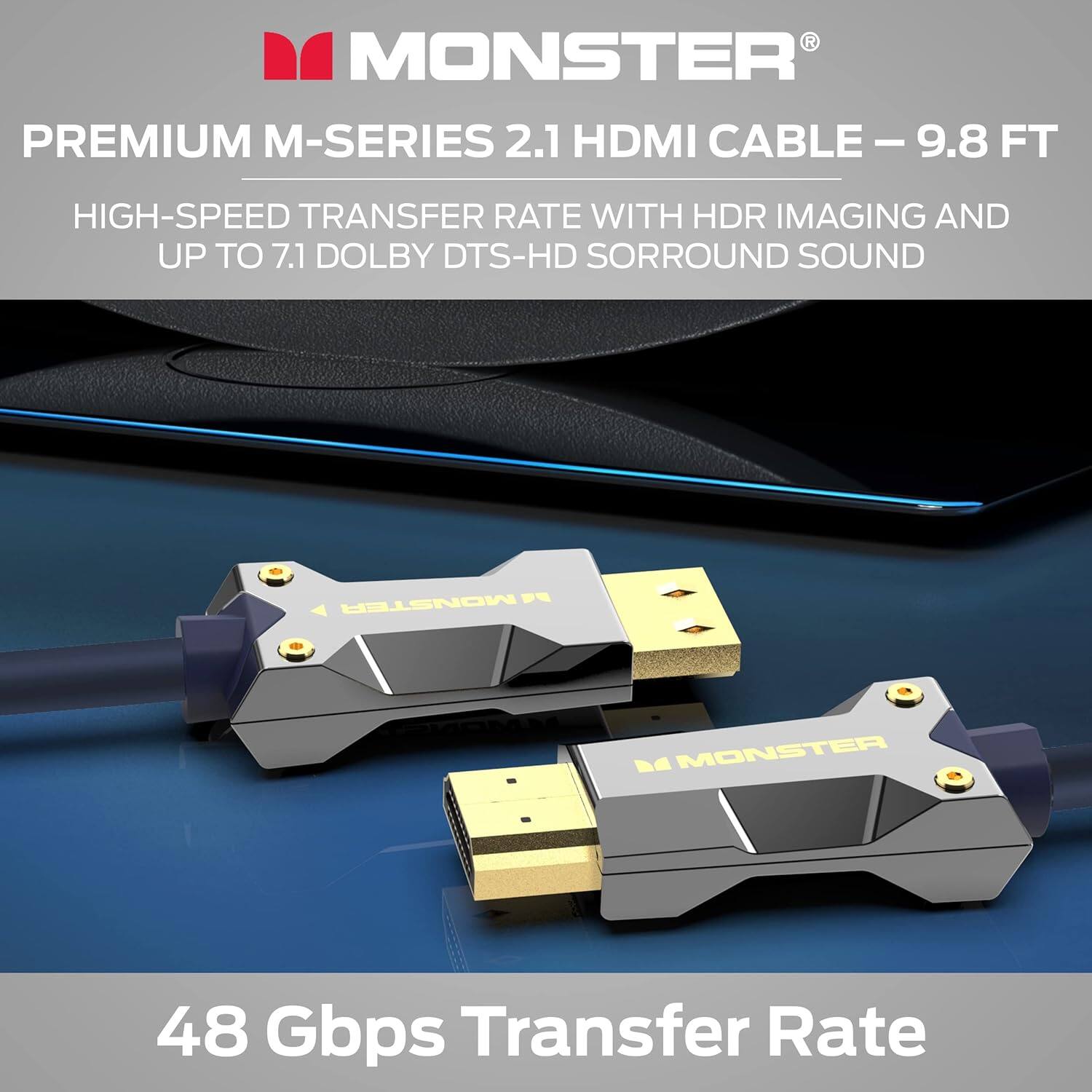 Monster M Series 3000 9.8ft HDMI 2.1 cable, 48 Gbps, supports 8K