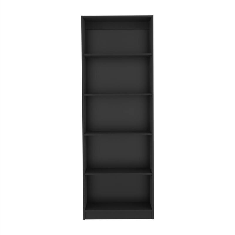 Angle. HTUTWOO - 4-Tier Bookcase with Storage - Space-Efficient Vertical Bookcase with Four Large Shelves, Additional Lower Storage Shelf - Black.