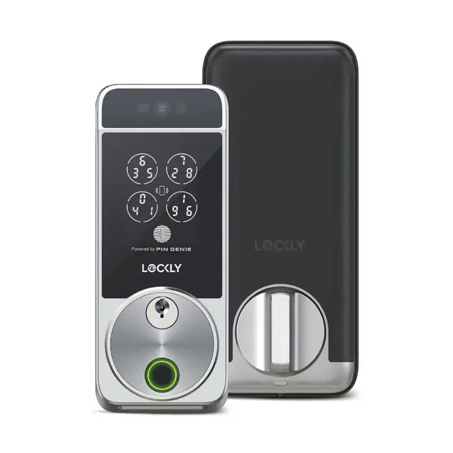 Lockly Visage Smart Lock Wi Fi Deadbolt Facial/Keyway/Fingerprint Satin ...