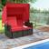 Alt View 1. Costway - Outdoor Patio Rattan Daybed with Retractable Canopy & Adjustable Backrests - Red + Mix Brown.
