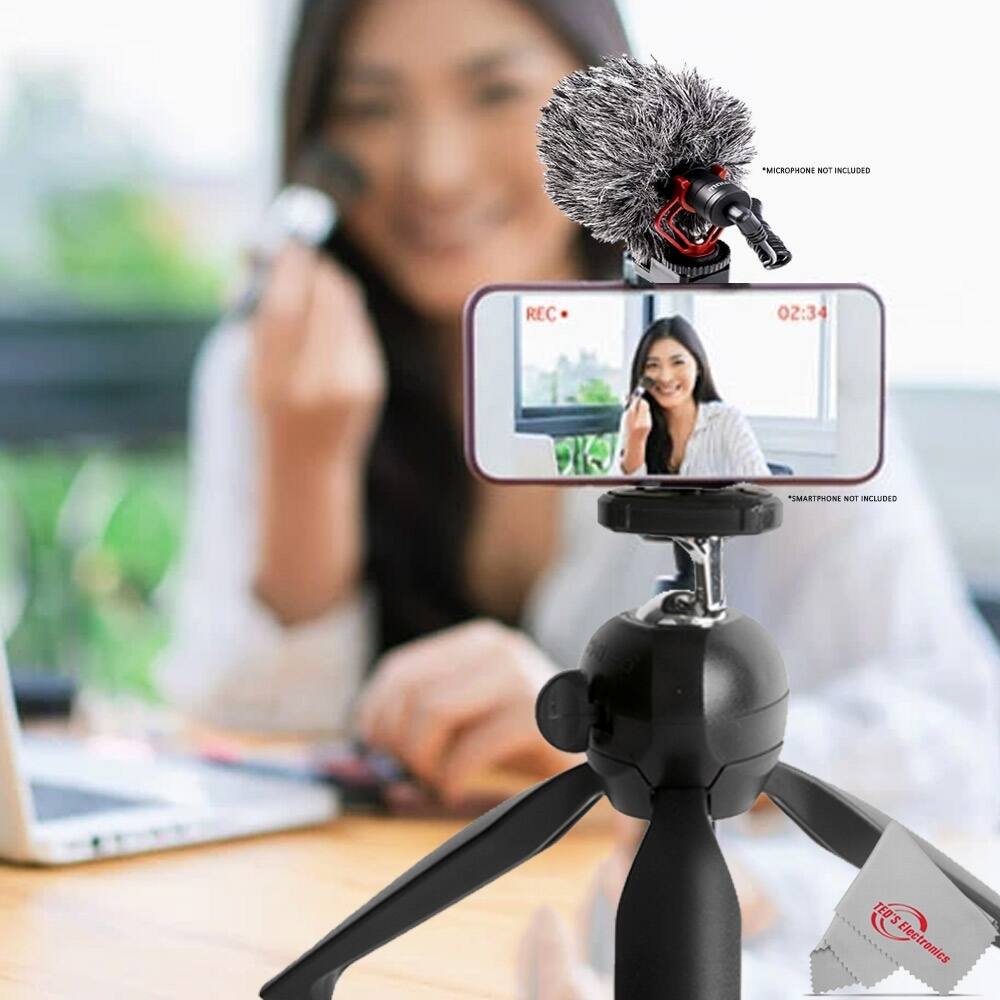 Sure, here is the corrected and grouped text from the image:

- "MICROPHONE NOT INCLUDED"
- "REC"
- "02:34"
- "SMARTPHONE NOT INCLUDED"
- "TED'S Electronics"