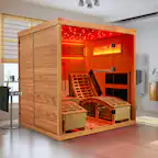Front. U-HOMY - U-HOMY Luxurious Infrared Sauna 2 Person W/ Comfortable Recliner - Wood Color.