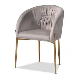Baxton Studio - Ballard Modern Luxe and Glam Velvet Fabric Upholstered and Gold Finished Metal Dining Chair - Grey/Gold