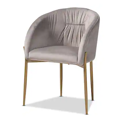 Front. Baxton Studio - Ballard Modern Luxe and Glam Velvet Fabric Upholstered and Gold Finished Metal Dining Chair - Grey/Gold.
