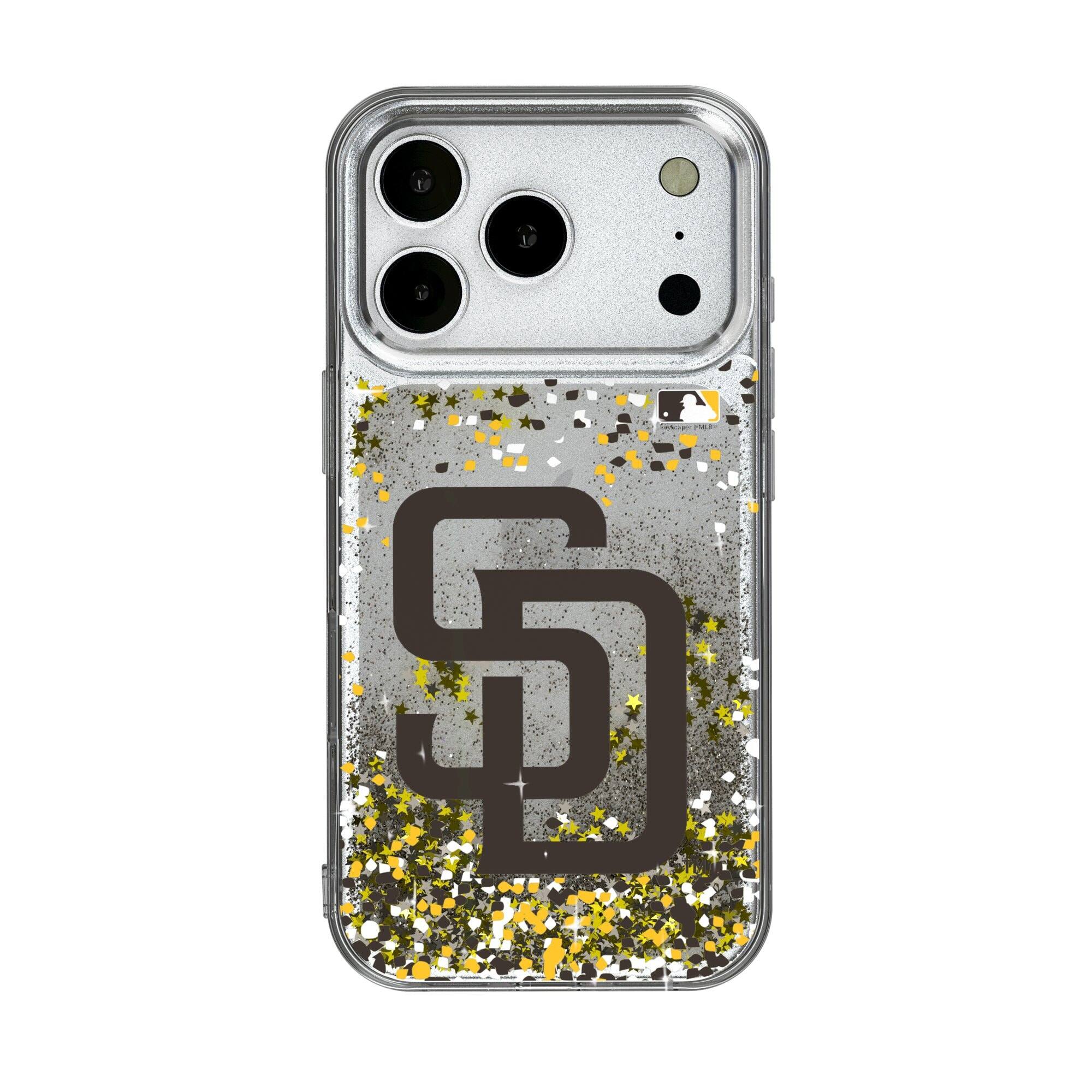 Front. Keyscaper - San Diego Padres Glitter Confetti iPhone Case - 13 Pro Max - Multicolor.
