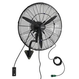 VEVOR - Wall Mount Fan, 24 in Wall Mounted Hanging Fan with Oscillating & Mist, IP44-rated, 3-Speed, Powerful Air Reach - Black