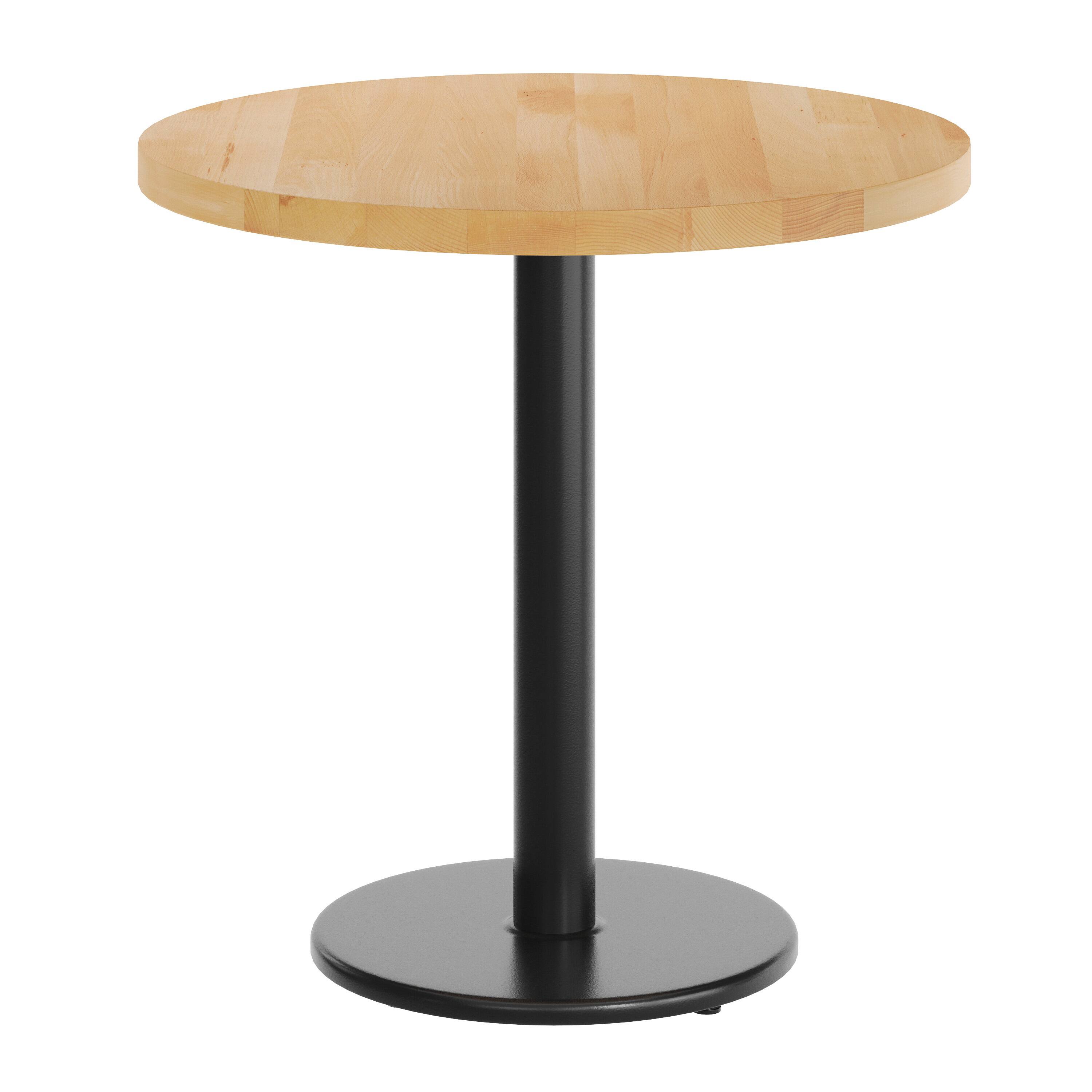 Angle. Flash Furniture - Bennett 30" Round Solid Wood Commercial Indoor Tabletop in Natural with 18" Round Dining Height Rust-Resistant Black Cas - Natural.
