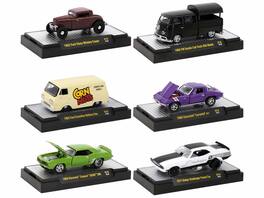 "Auto-Thentics" 6 piece Set Release 78 IN DISPLAY CASES Limited Edition 1/64 Diecast Model Cars by M2 Machines - Multicolor