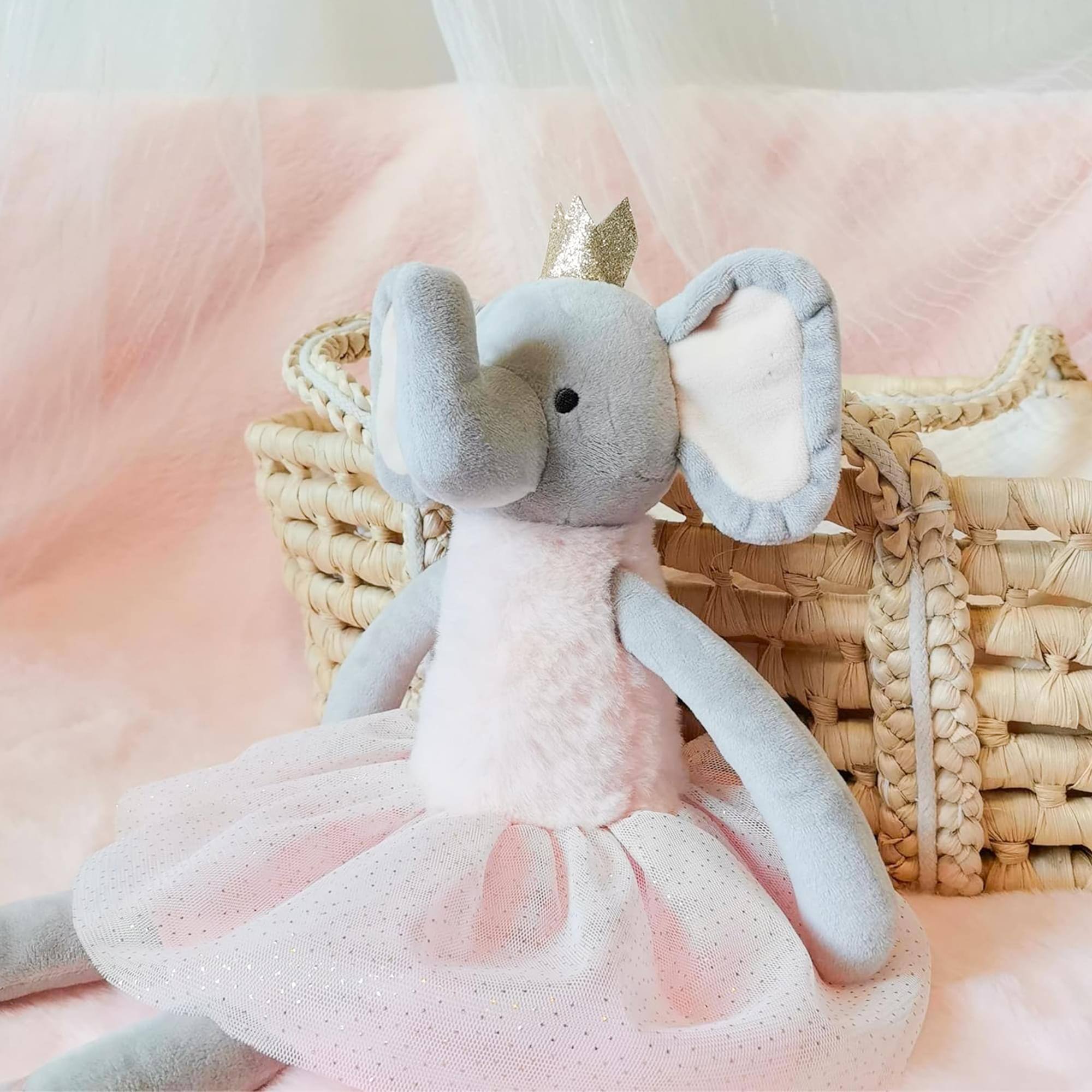 Alt View 3. TriAction Toys - Teddykompaniet Plush Ballerina Elephant, Ellie - Grey.