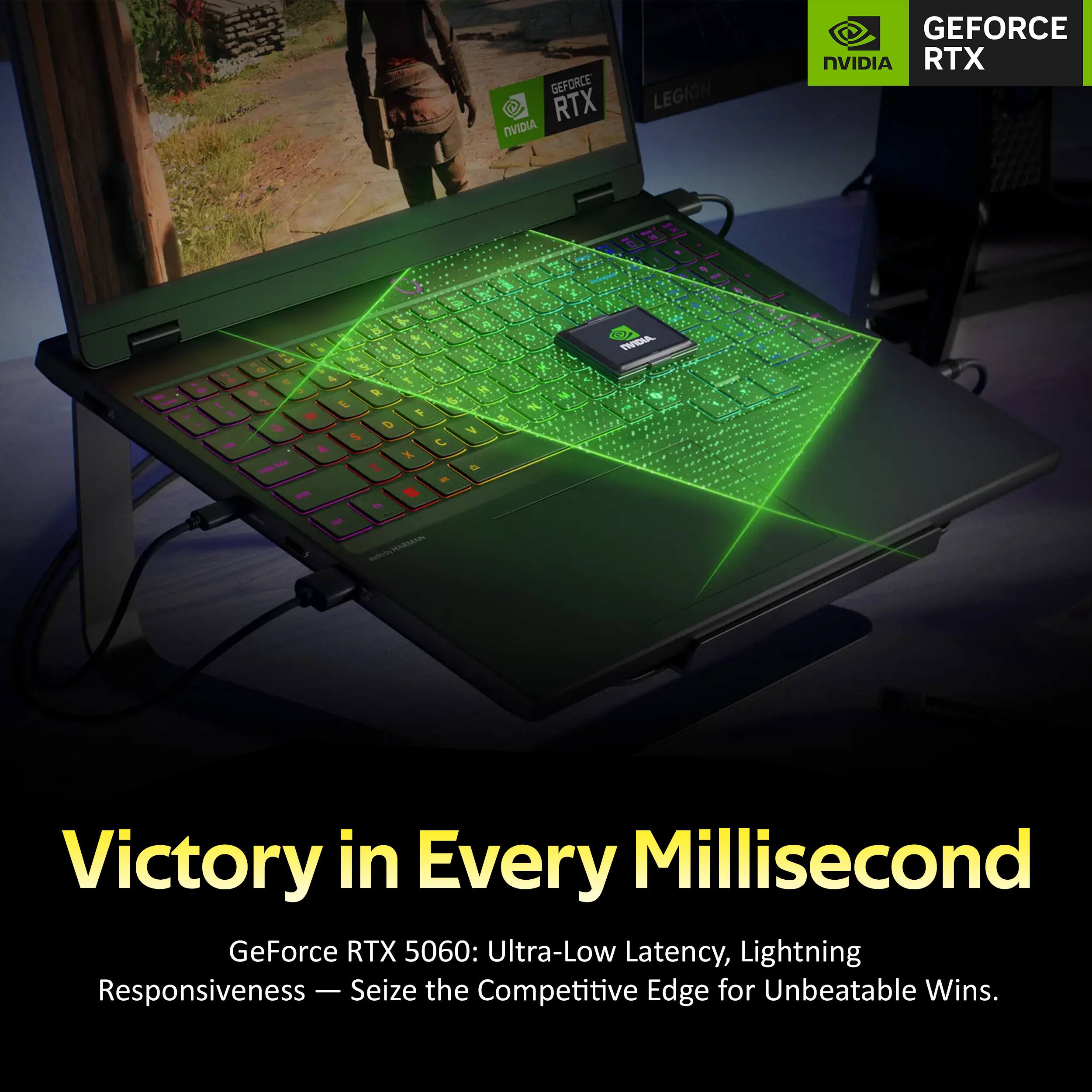 GEFORCE RTX NVIDIA LEGION GEFORCE NVIDIA RTX 1 1 1 - 1 - - k . 4  R - E W    S  A X Z - - S - - MRASA V a %  IREIA Victory in Every Millisecond GeForce RTX 5060: Ultra-Low Latency, Lightning Responsiveness - Seize the Competitive Edge for Unbeatable Wins.