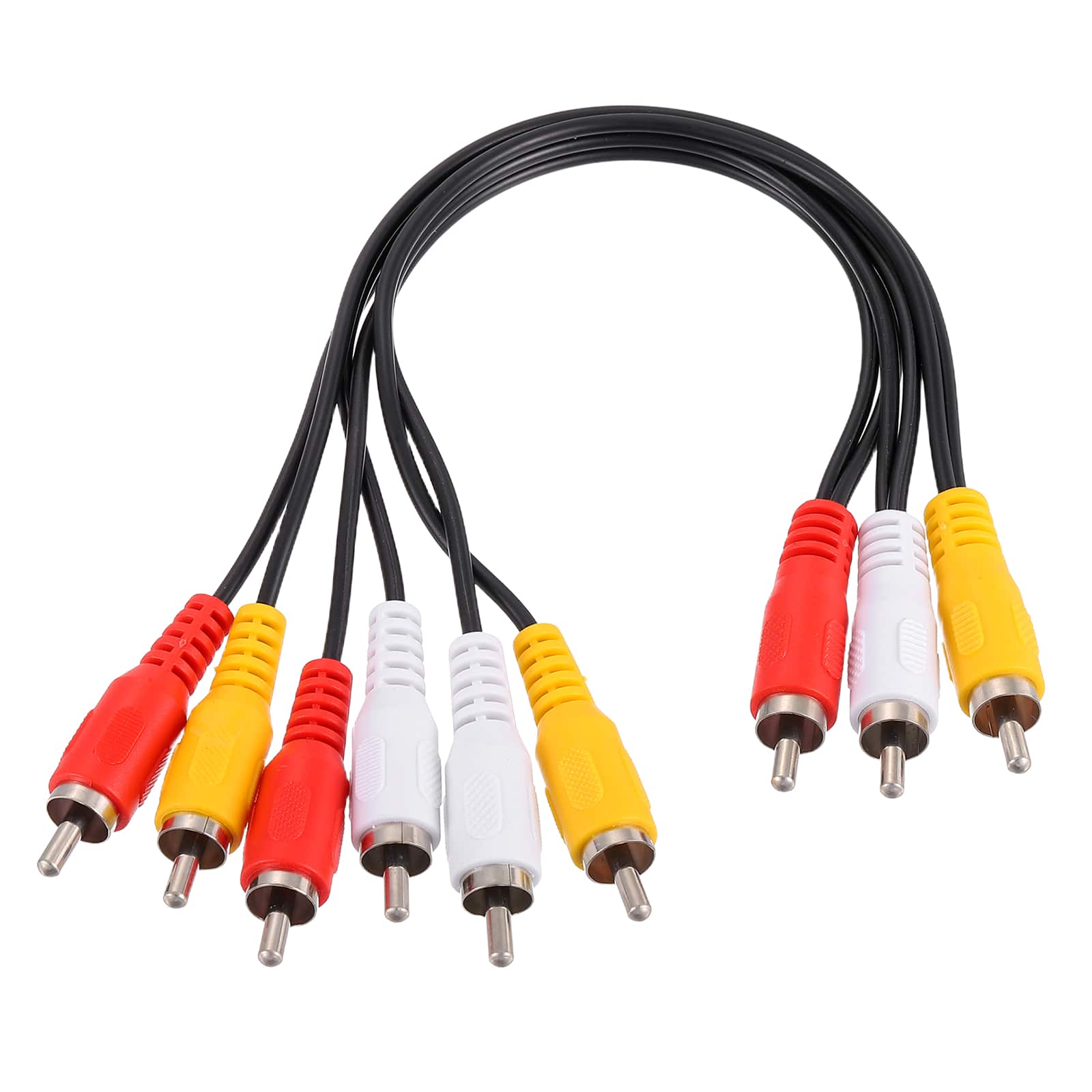 Unique Bargains - AV Audio Video Splitter Cable, 3 RCA Male to 6 RCA Male, Composite Video Splitter Adapter Output Cables - Black