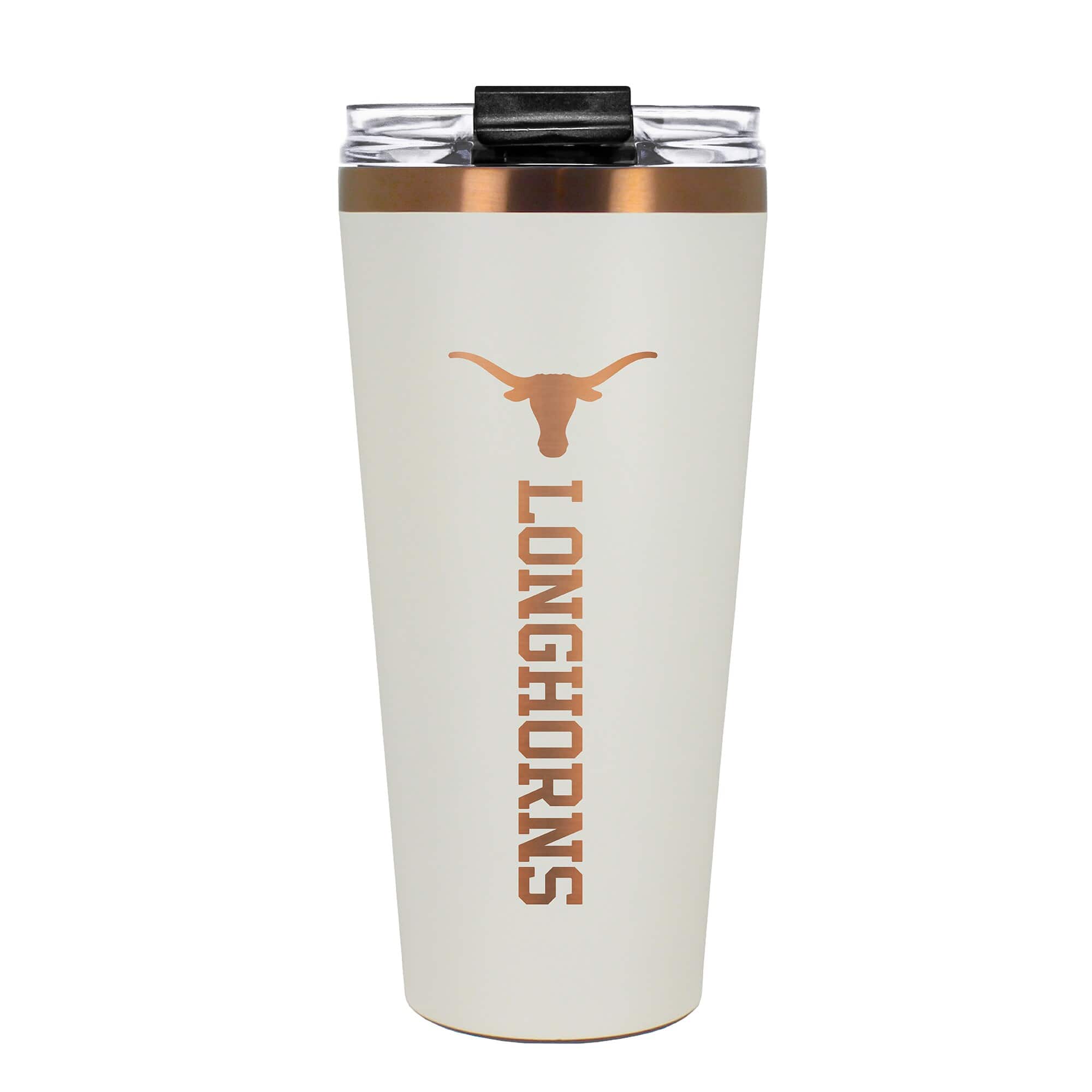 Front. Great American Products - Texas Longhorns 30oz. Big Slim Tumbler - Cream.