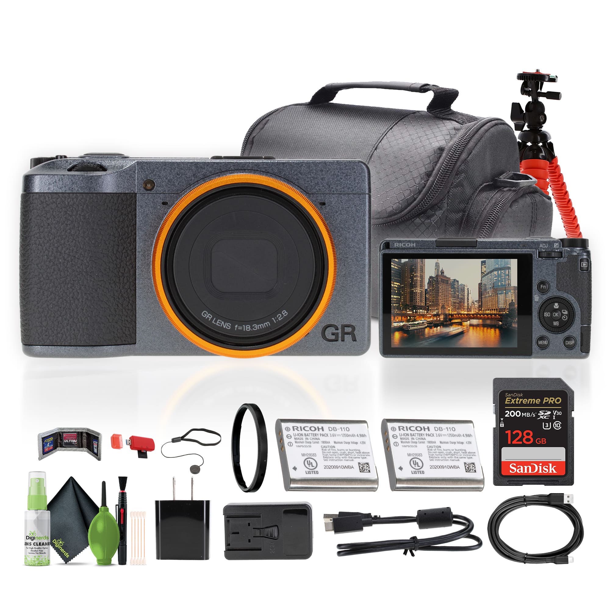Ricoh - GR III Street Edition Compact Portable Digital Camera + 64GB Memory Card + More
