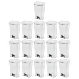 Sterilite - 11.9 Gal Rectangle Step On Trash Kitchen Wastebasket, (16 Pack) - White