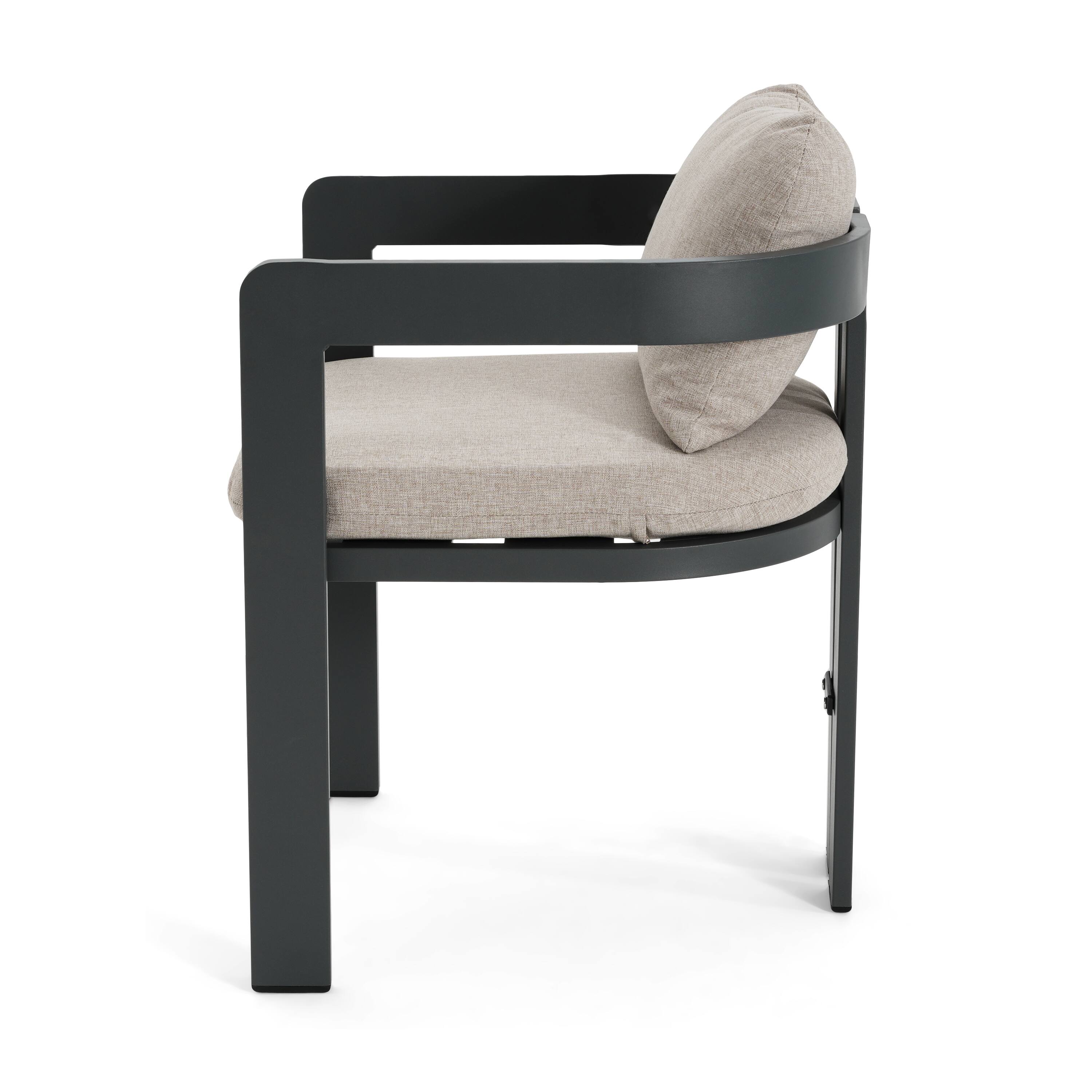 Alt View 2. Mondawe - Set of 2 Patio Outdoor Aluminum Dining chair with Cushion - Beige+Black.