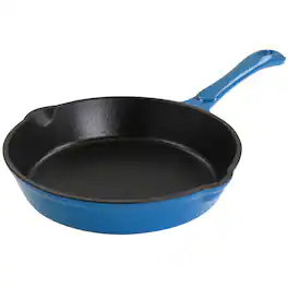Mega Chef - MegaChef Enameled Round 8 Inch PreSeasoned Cast Iron Frying Pan - Turquoise