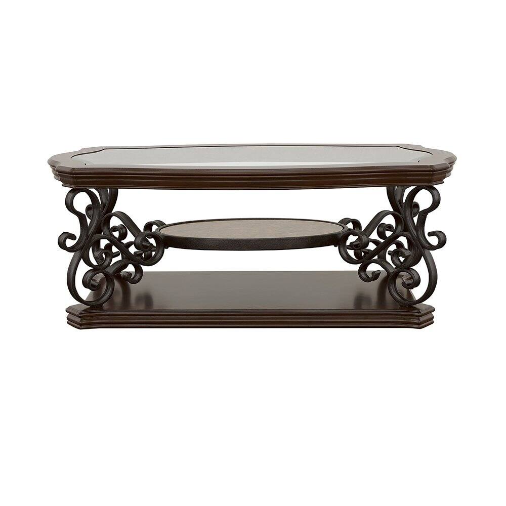 Alt View 2. Coaster Co. of America - Laney 1-shelf Glass Top Rectangular Coffee Table Deep Merlot - Brown.