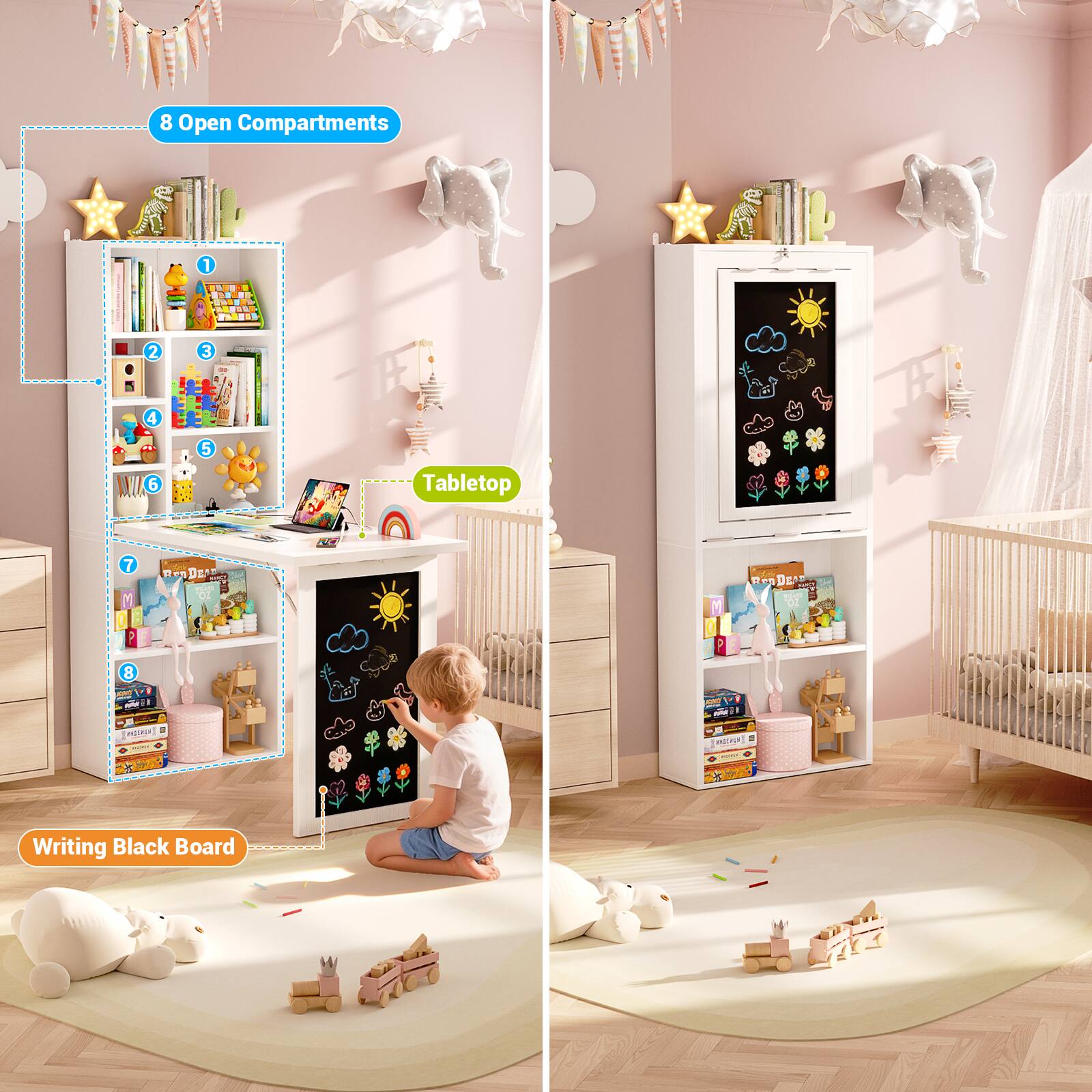 8 Open Compartments

Tabletop

Writing Black Board