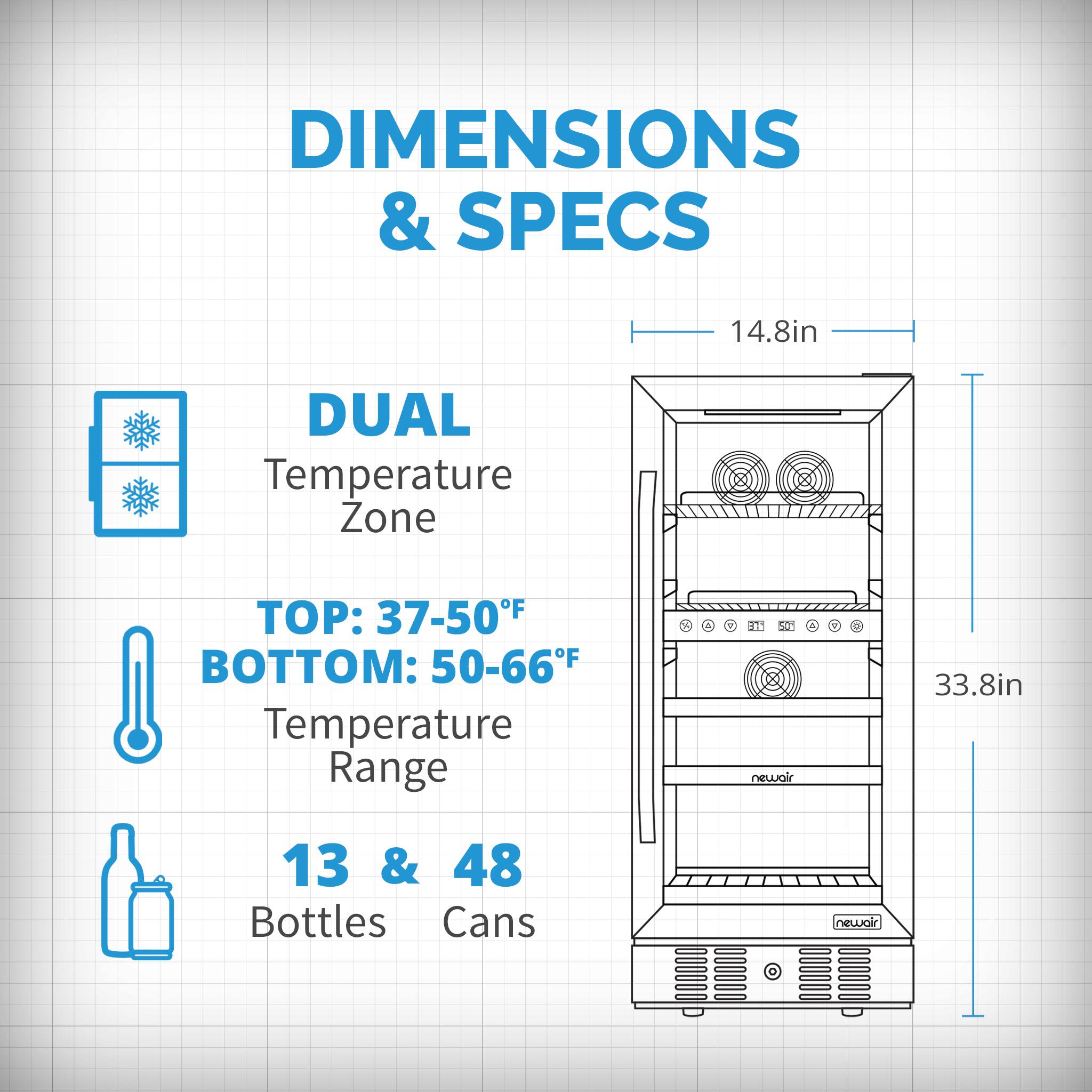 Alt View 19. NewAir - 13-Bottle and 48-Can Built-in Dual Zone Beverage Cooler with SplitShelf - Black Stainless Steel.