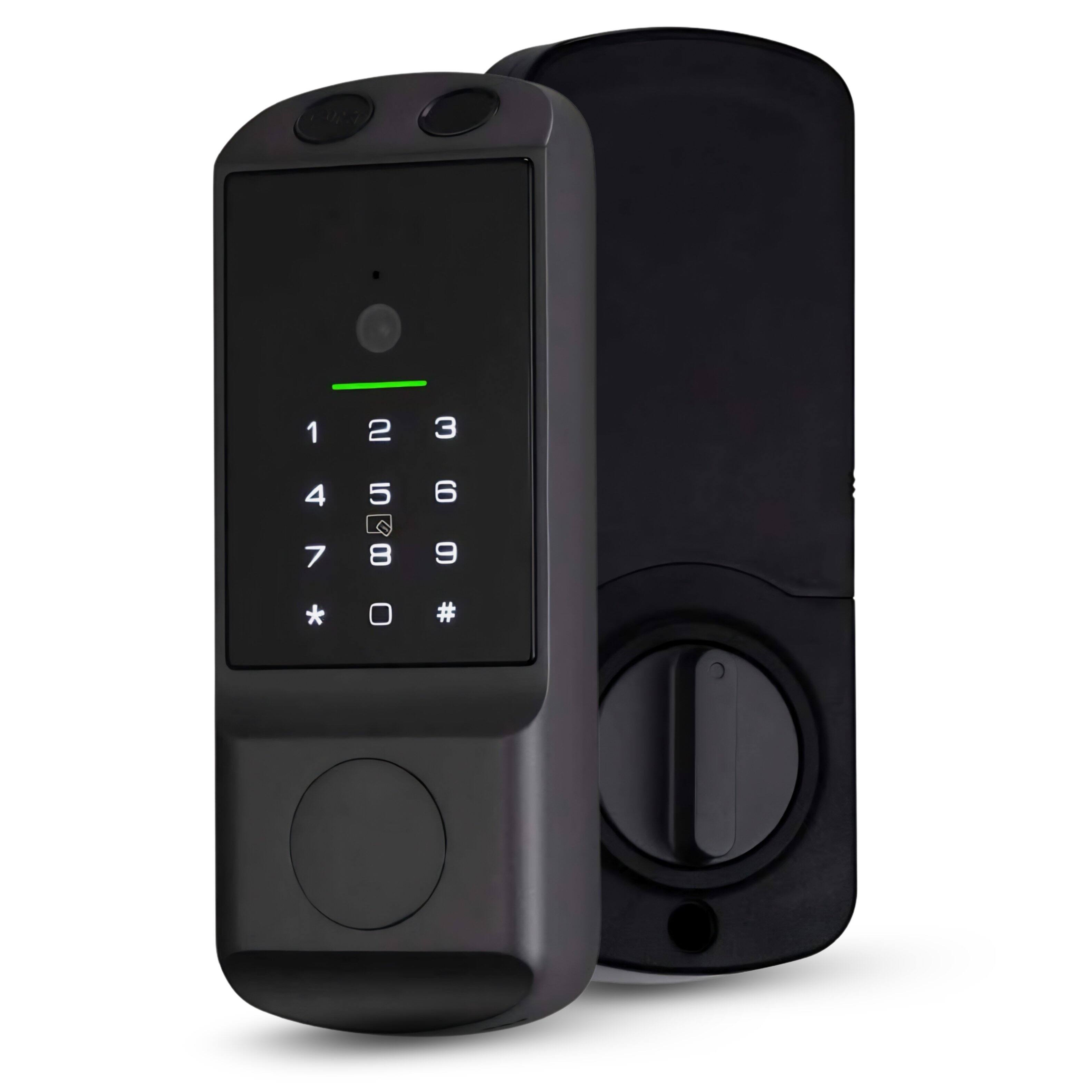 Front. Dalton - Z10 Smart Deadbolt with Palm Recognition & Built-In Camera – Wi-Fi - Black.